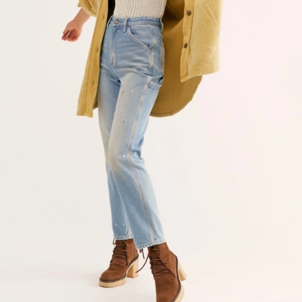 NWT Lee Vintage Modern Free People High Rise Dungaree Ankle Jeans